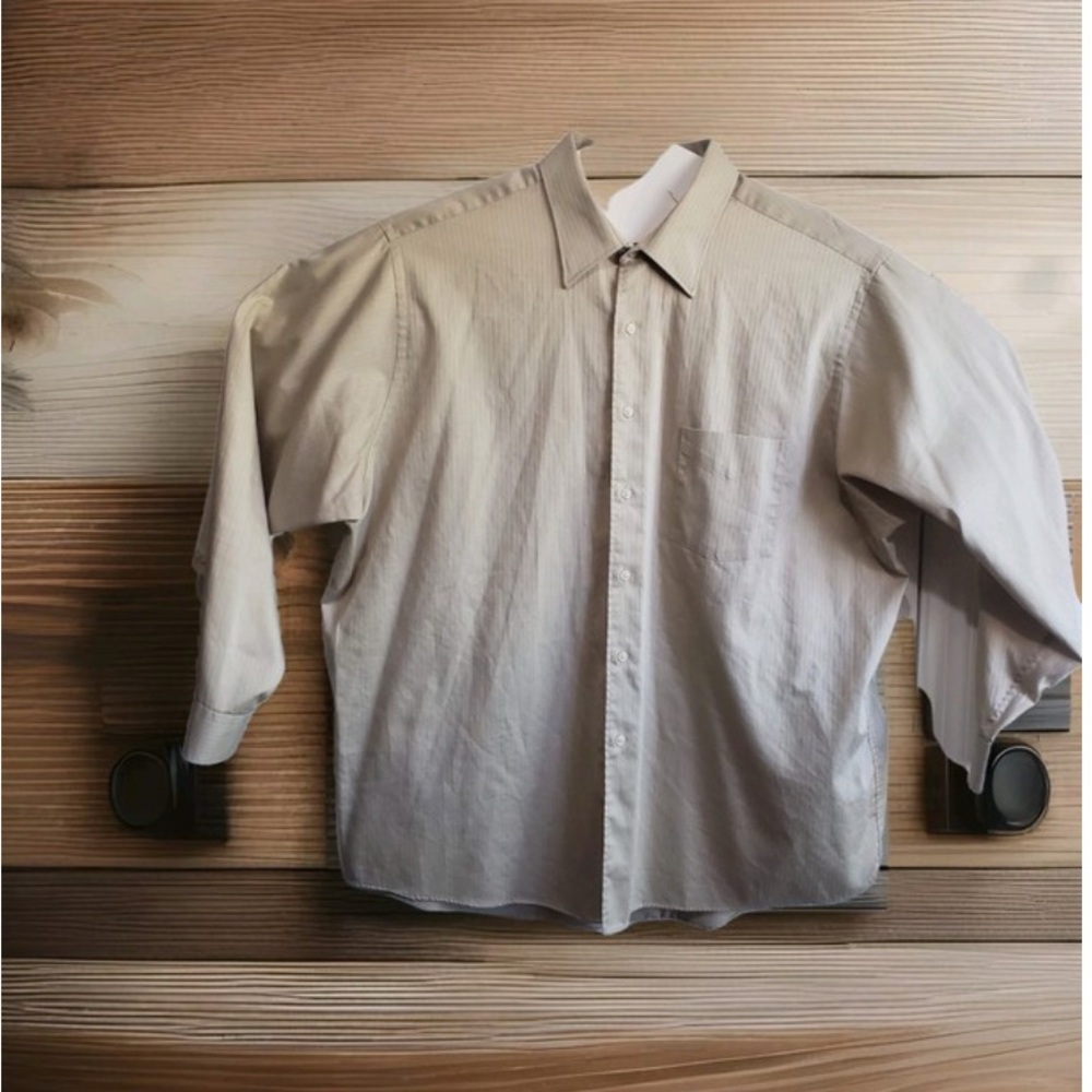 MENS Gold/Tan striped long sleeve button down ARROW Sz 17 1/2 36/37 X Large‎